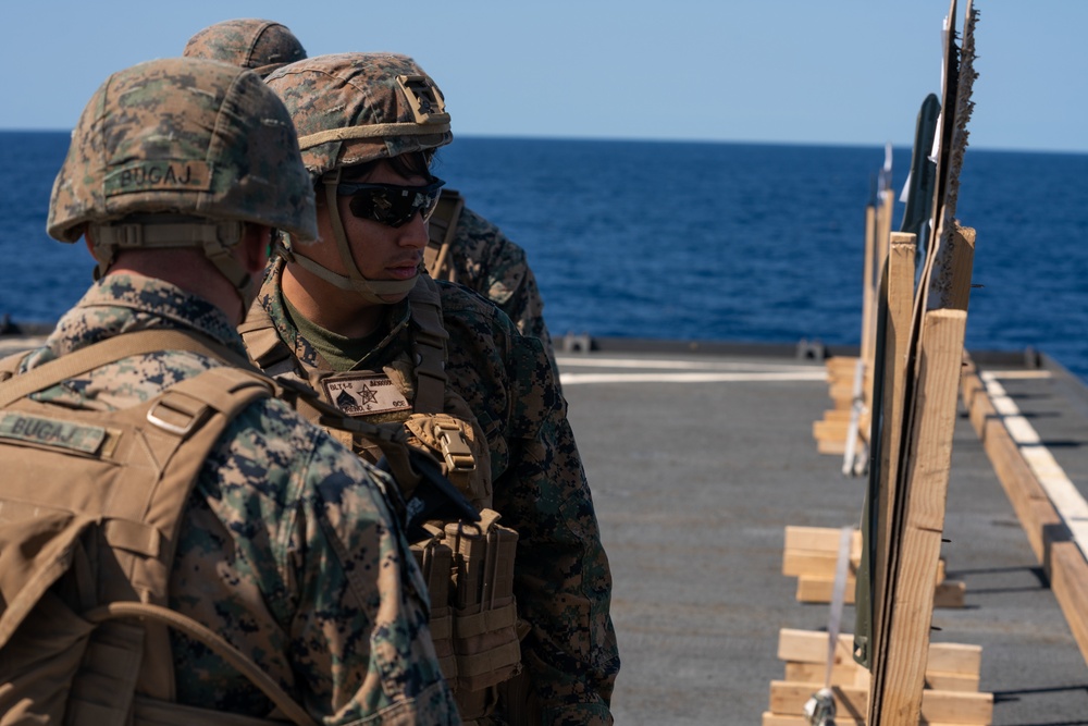 31st MEU Marines refresh marksmanship skills aboard the USS Germantown