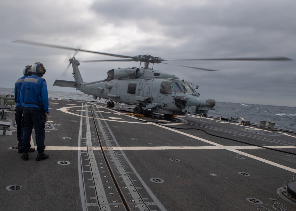 USS Mustin Conducts Flight Quarters