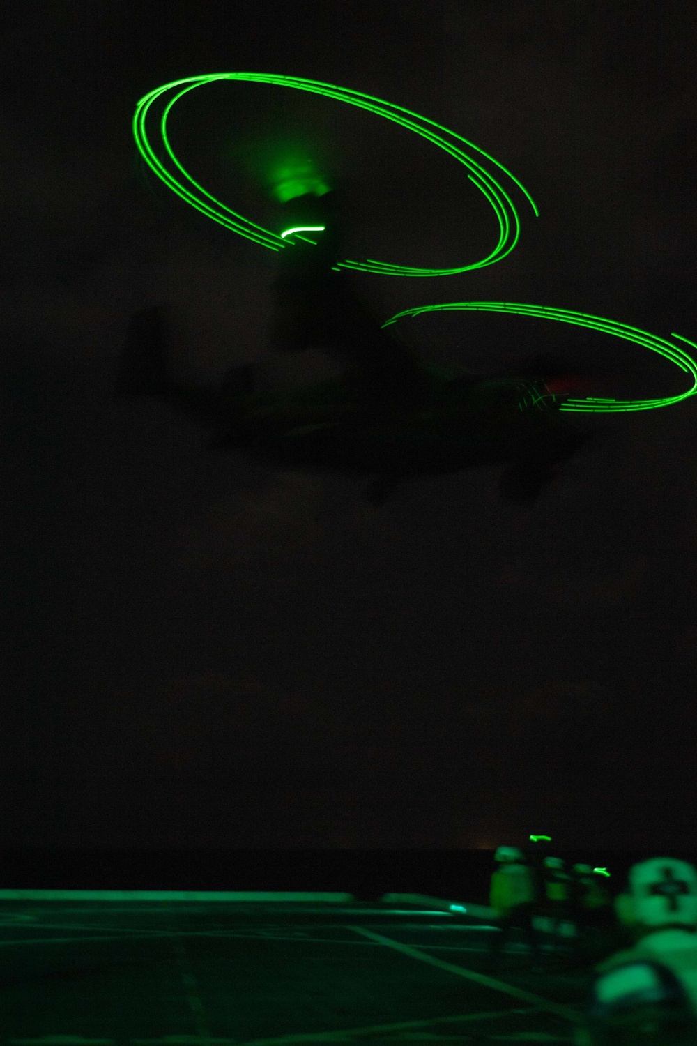 Air Force CV-22 Ospreys conduct night operations with USS Green Bay (LPD 20), March 5, 2020.