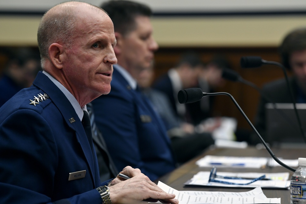 Shon J. Manasco, Vice Chief of Staff Gen. Stephen W. Wilson and Vice Commander U.S. Space Force Lt. Gen. David D. Thompson testify at the HASC