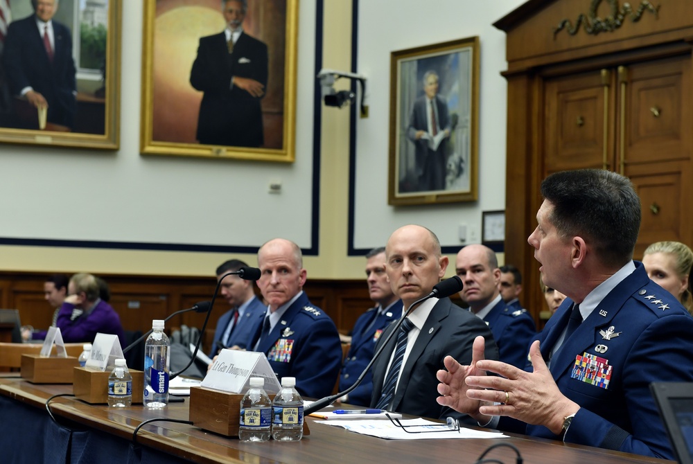 Shon J. Manasco, Vice Chief of Staff Gen. Stephen W. Wilson and Vice Commander U.S. Space Force Lt. Gen. David D. Thompson testify at the HASC