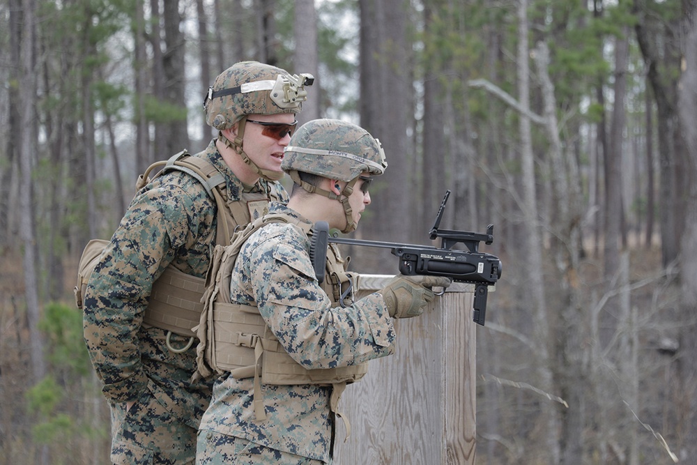 Marines test grenade launcher during fielding event