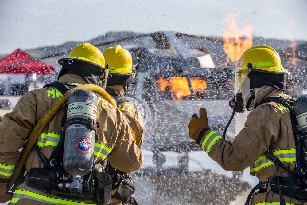 Aircraft Rescue and Firefighting conducts mobile aircraft fire training