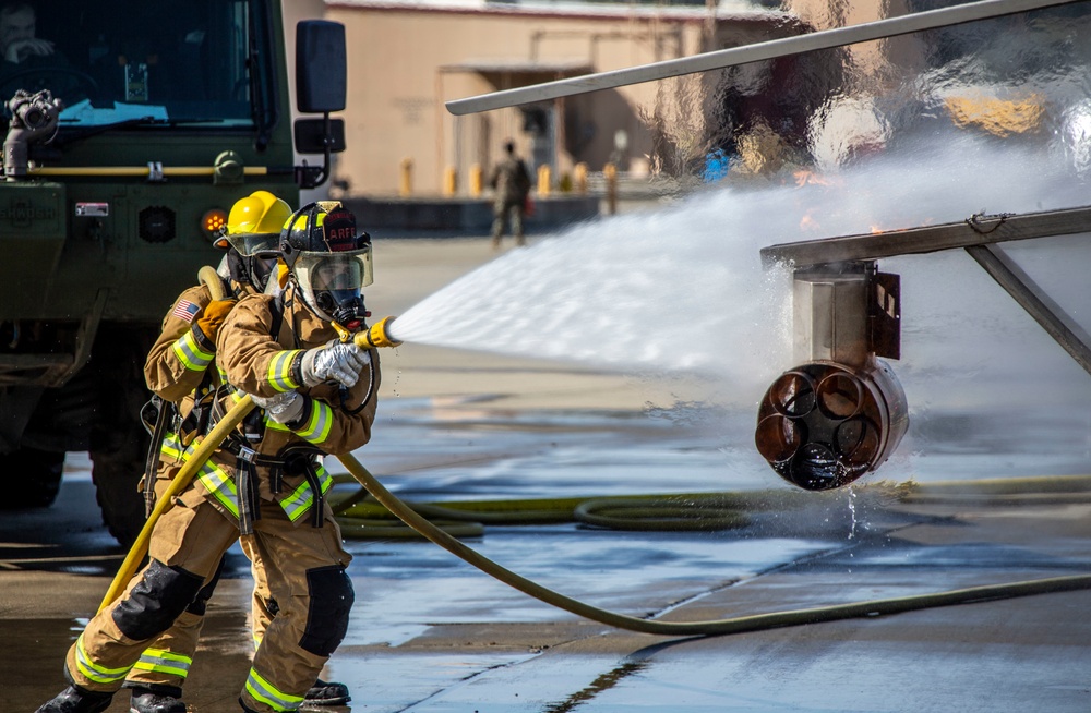 Aircraft Rescue and Firefighting conducts mobile aircraft fire training