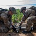 Explosive ordnance technicians conduct a simulated demolition shot, as part of surface cache prosecution training