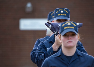 Coast Guard honor guard trainees prepare for duty