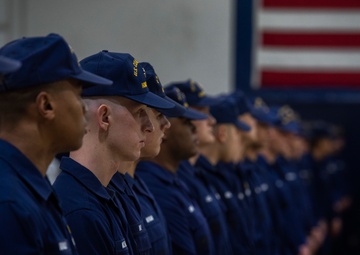 Coast Guard honor guard trainees prepare for duty