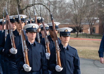 Coast Guard honor guard trainees prepare for duty