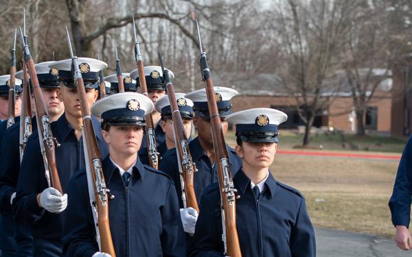 Coast Guard honor guard trainees prepare for duty