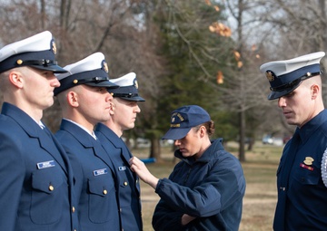 Coast Guard honor guard trainees prepare for duty