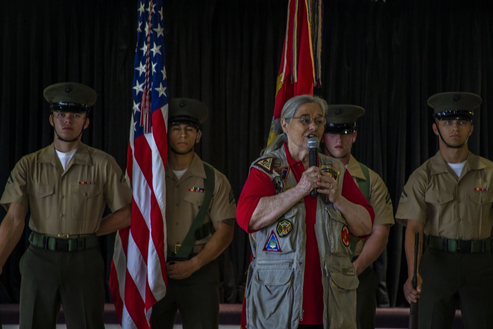 Mrs. Barbara Mathews becomes an Honorary Marine