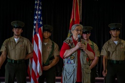 Mrs. Barbara Mathews becomes an Honorary Marine