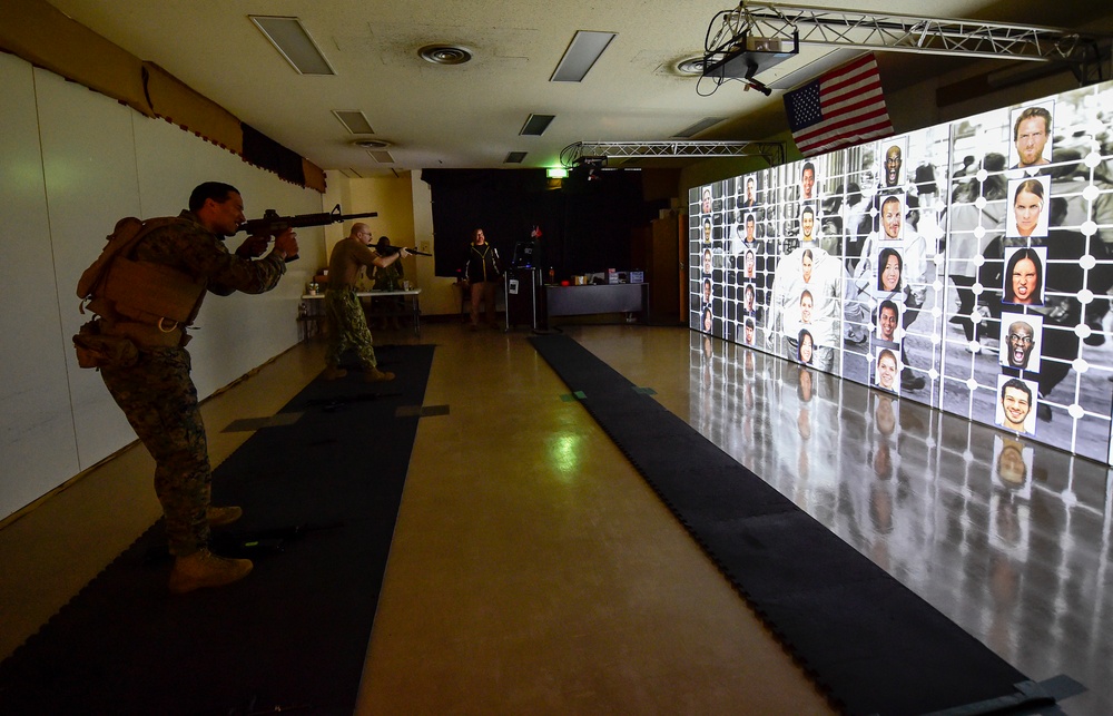 U.S. Navy Seabees with NMCB-5 train on board Camp Shields