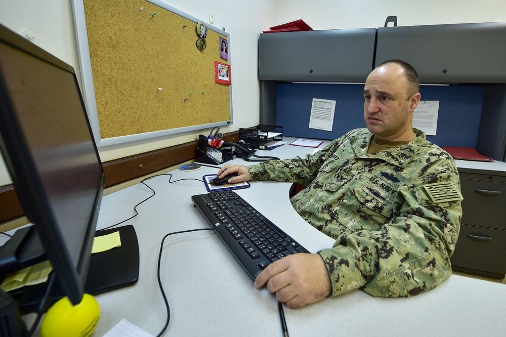 NMCB-5's Administrative Department supporting their Seabees