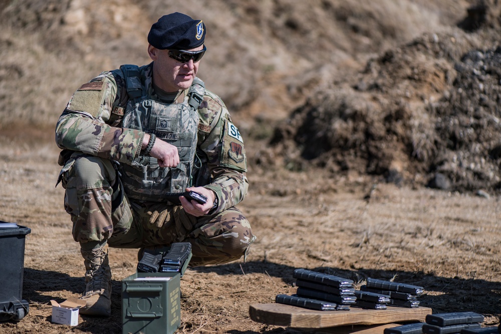 Security Forces trains during &quot;Shoot, Move and Communicate&quot; drills at the 110th Wing