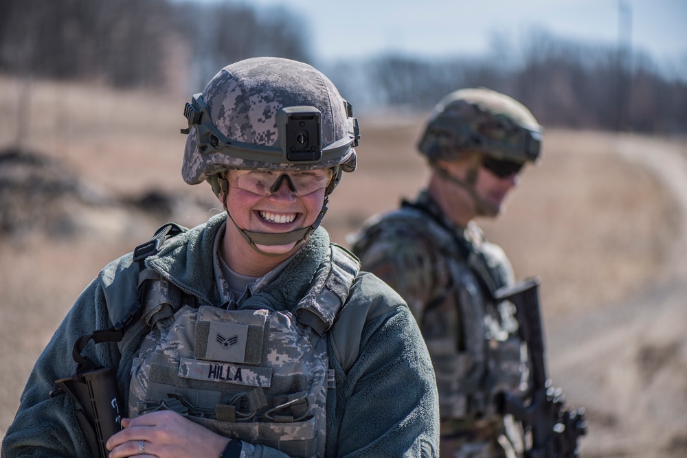 Security Forces trains during &quot;Shoot, Move and Communicate&quot; drills at the 110th Wing