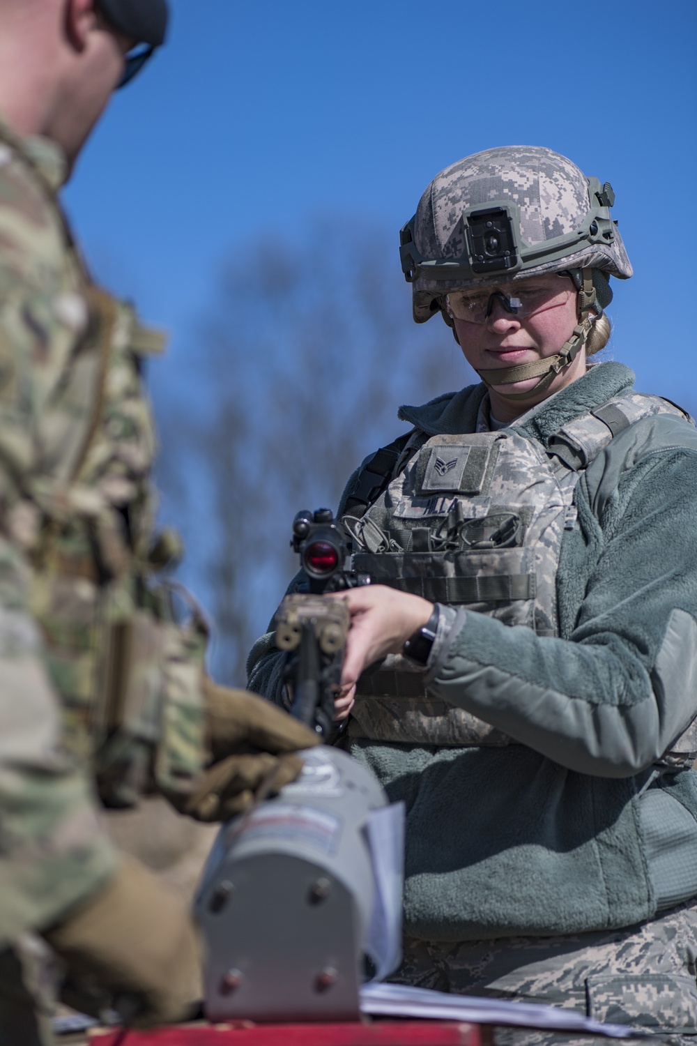 Security Forces trains during &quot;Shoot, Move and Communicate&quot; drills at the 110th Wing