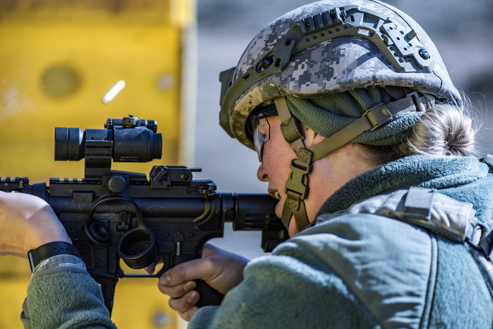 Security Forces train during &quot;Shoot, Move and Communicate&quot; drills at the 110th Wing