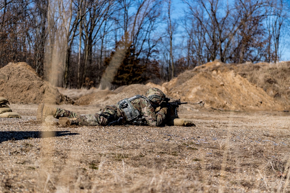 Security Forces trains during &quot;Shoot, Move and Communicate&quot; drills at the 110th Wing