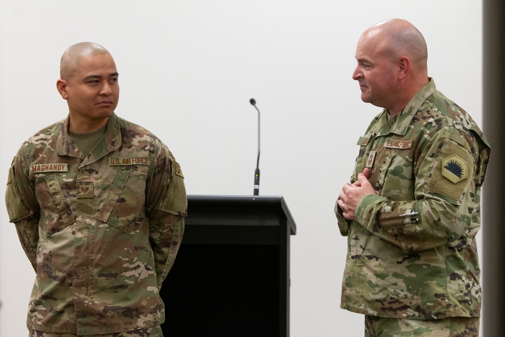 State senior enlisted leader visits 163d Security Forces Squadron