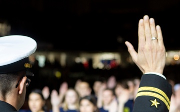 Future Sailors take Oath of Enlistment during Idaho Steelheads hockey game on March 7, 2020