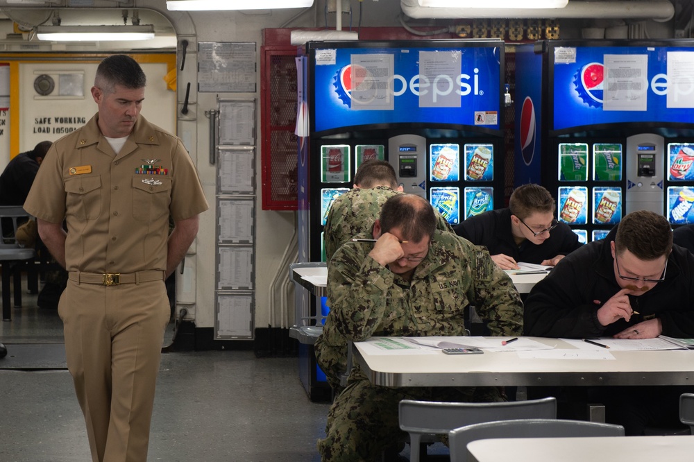 U.S. Sailor takes a Navywide Advancement Exam