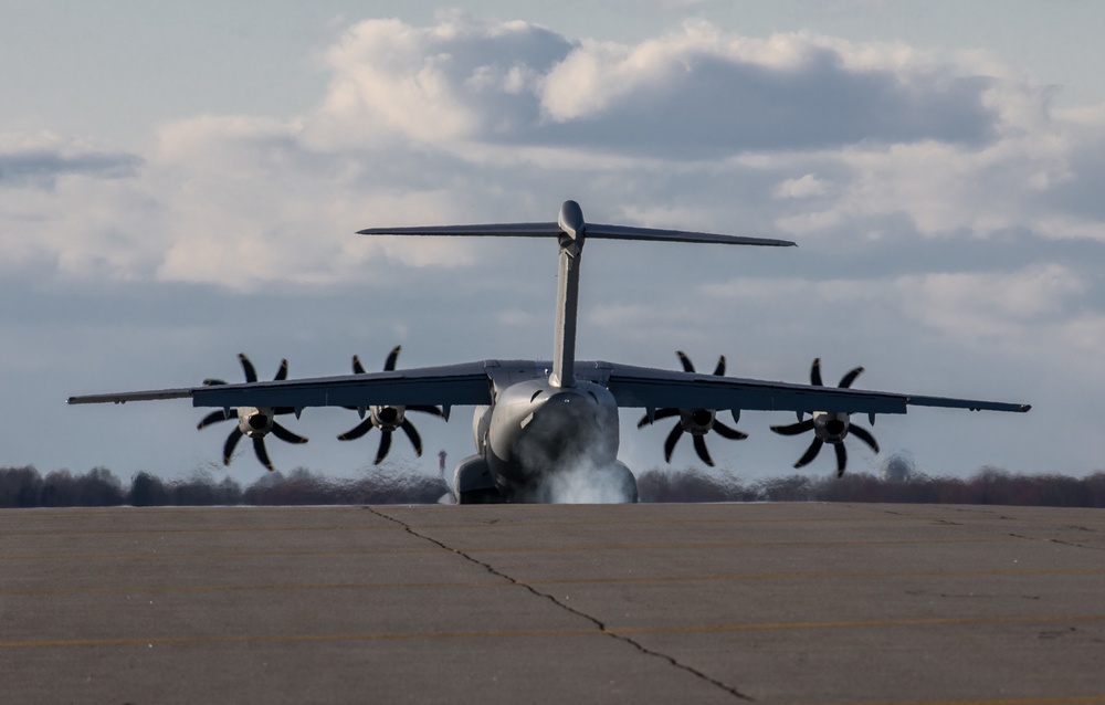 Spanish A400M Atlas transit through Dover AFB to exercise Red Flag 20-2