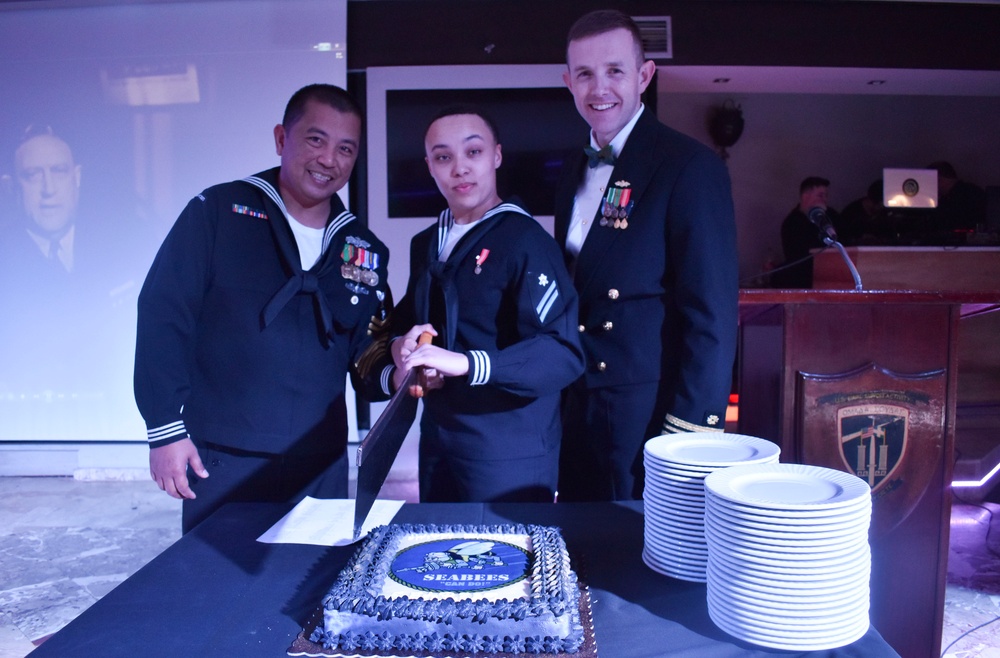 NSA Souda Bay Team members celebrate the Seabee Ball