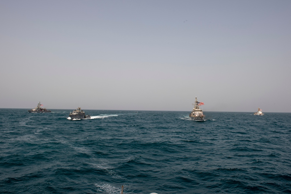 CTF 56 Mark VI boats complete a joint underway with USS Monsoon, USS Sirocco, and USCGC Baranof