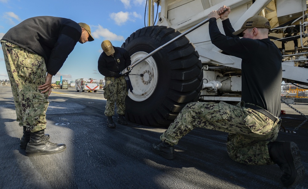 Nimitz Sailors Torque Bolts on NS-60 Mobile Crash Crane (CVCC)