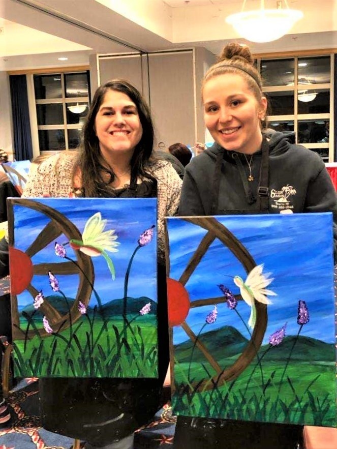Fort McCoy community members create works of art at Sit, Sip, Paint event