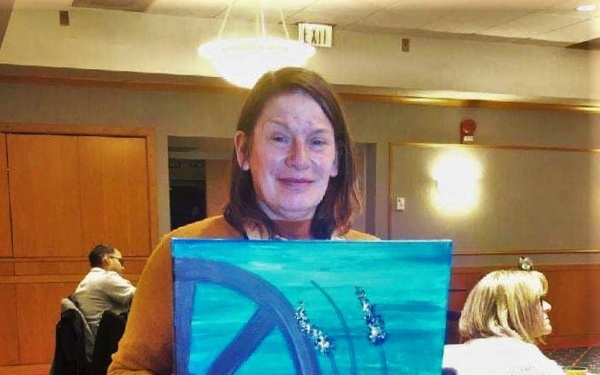 Fort McCoy community members create works of art at Sit, Sip, Paint event