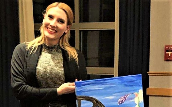 Fort McCoy community members create works of art at Sit, Sip, Paint event