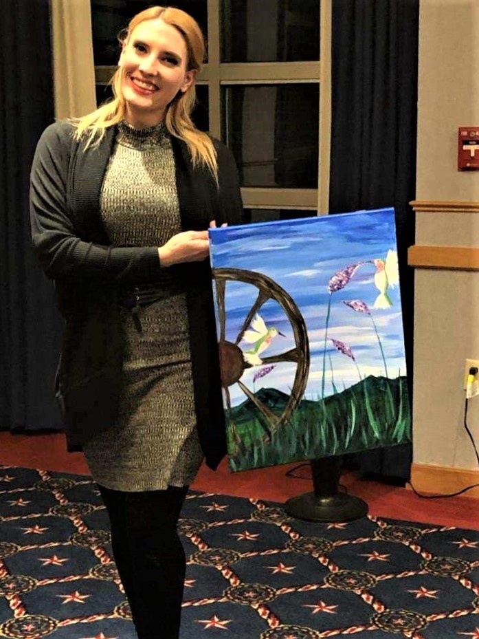Fort McCoy community members create works of art at Sit, Sip, Paint event