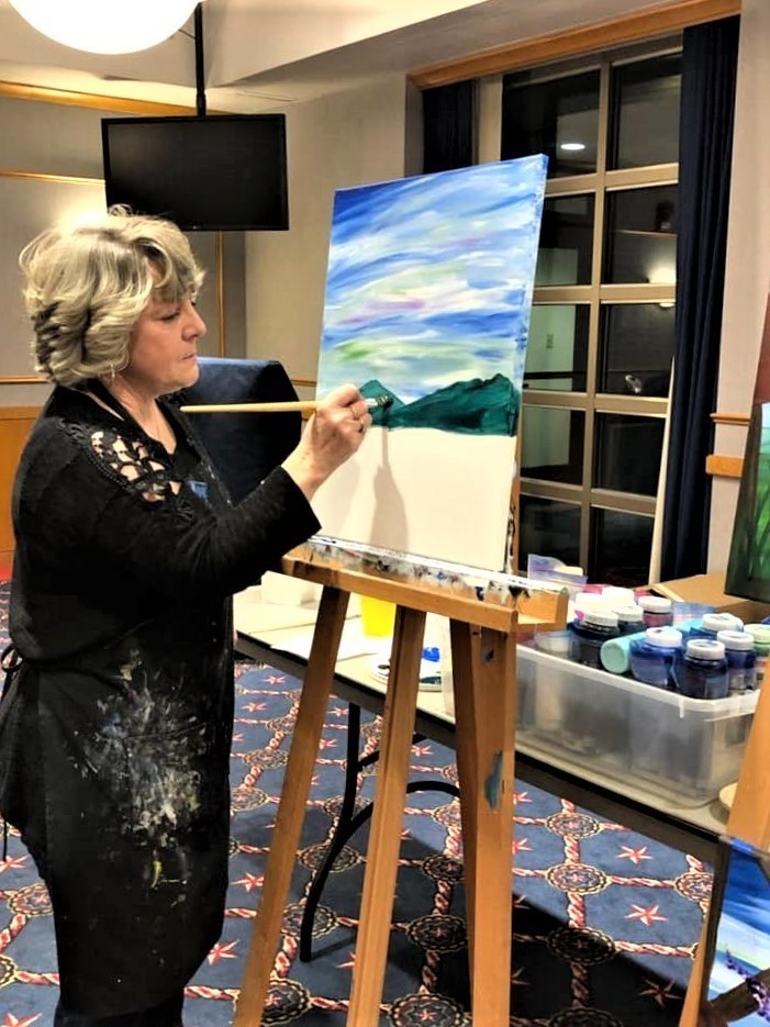 Fort McCoy community members create works of art at Sit, Sip, Paint event