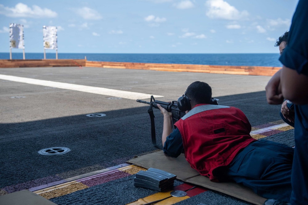 USS America Conducts Small Arms Qualification