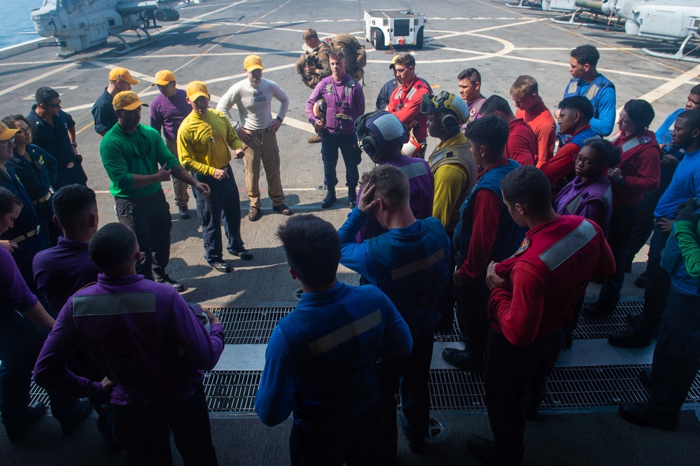 USS Green Bay flight deck firefighting drill, March 11, 2020