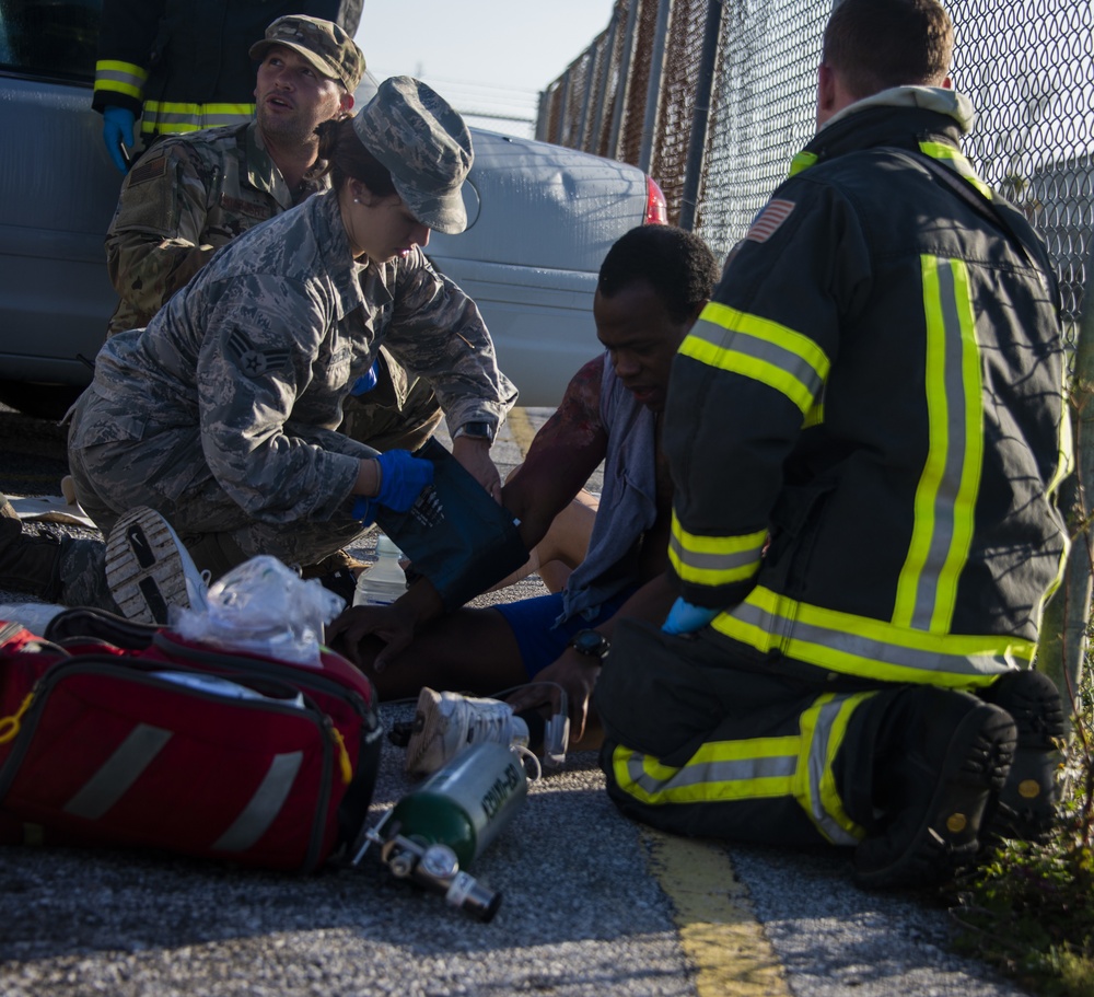 Tyndall medical, first responders partner with Bay County EMS, Ascension Sacred Heart for joint training exercise