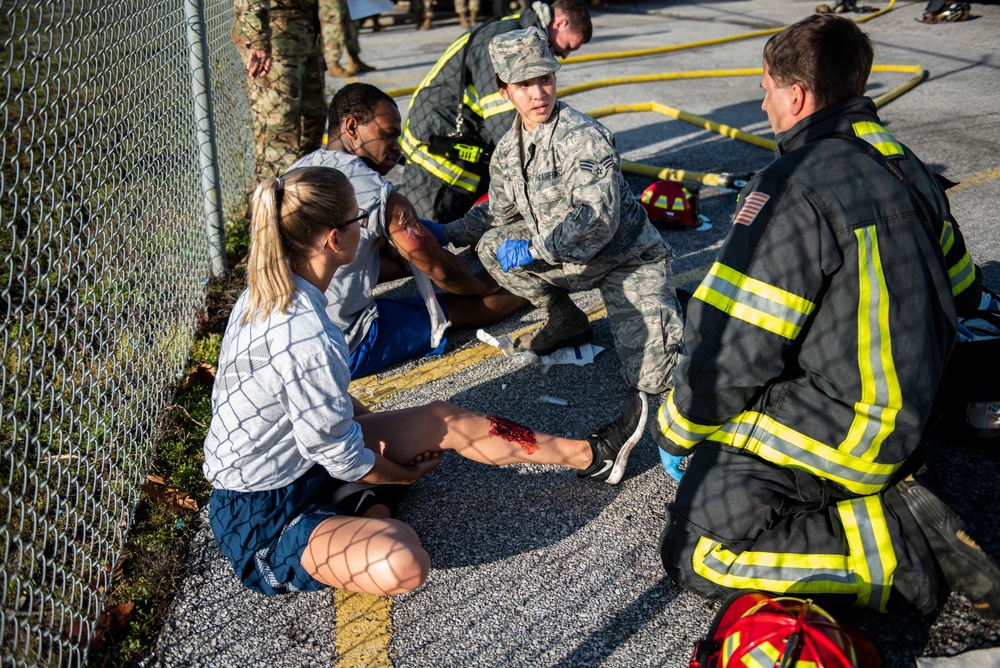 Tyndall medical, first responders partner with Bay County EMS, Ascension Sacred Heart for joint training exercise