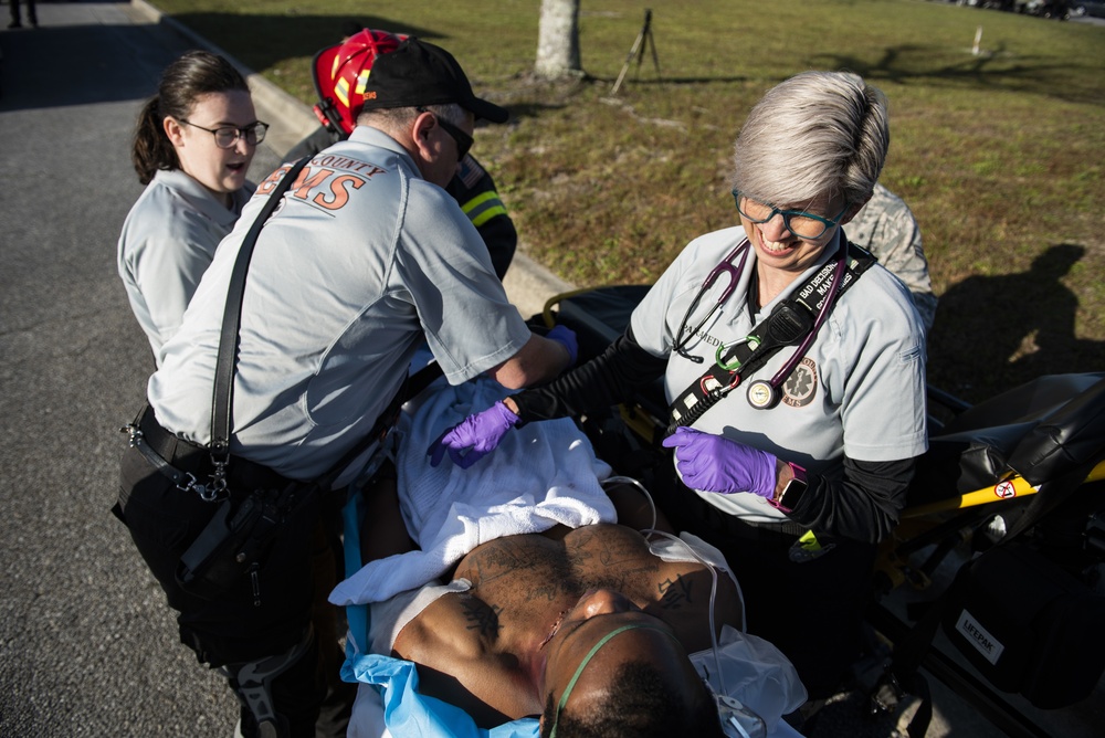 Tyndall medical, first responders partner with Bay County EMS, Ascension Sacred Heart for joint training exercise