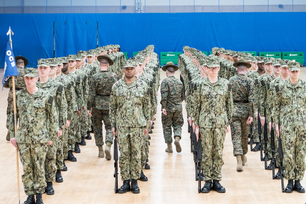 200312-N-TE695-0012 NEWPORT, R.I. (March 12, 2020) Navy Officer Candidate School conducts drill and ceremony