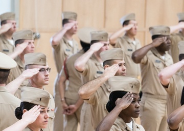 200312-N-TE695-0018 NEWPORT, R.I. (March 12, 2020) Navy Officer Development School conducts khaki uniform inspection
