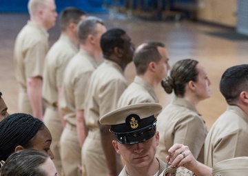 200312-N-TE695-0017 NEWPORT, R.I. (March 12, 2020) Navy Officer Development School conducts khaki uniform inspection