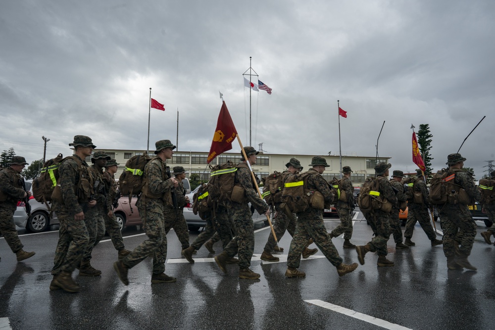 Headquarters Battalion conducts a 15-kilometer hike