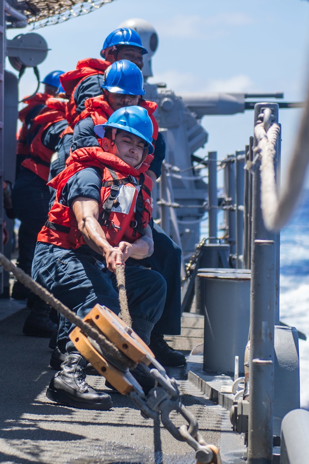 USS Shiloh Sailors Heave a Line