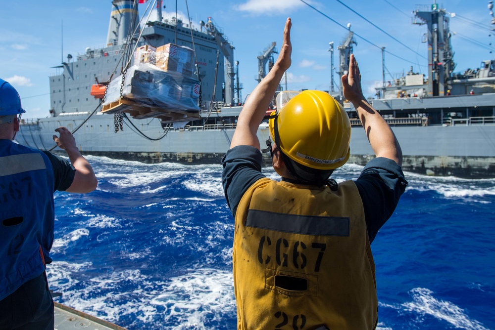 USS Shiloh Conducts RAS with USNS Pecos