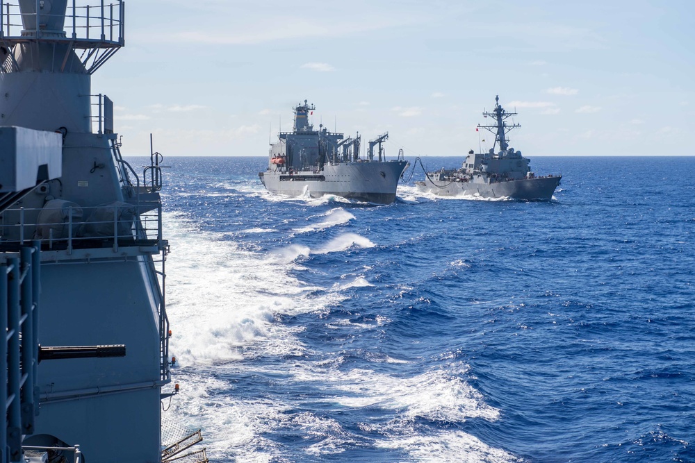 USS Mustin Receives Fuel and Cargo from USNS Pecos