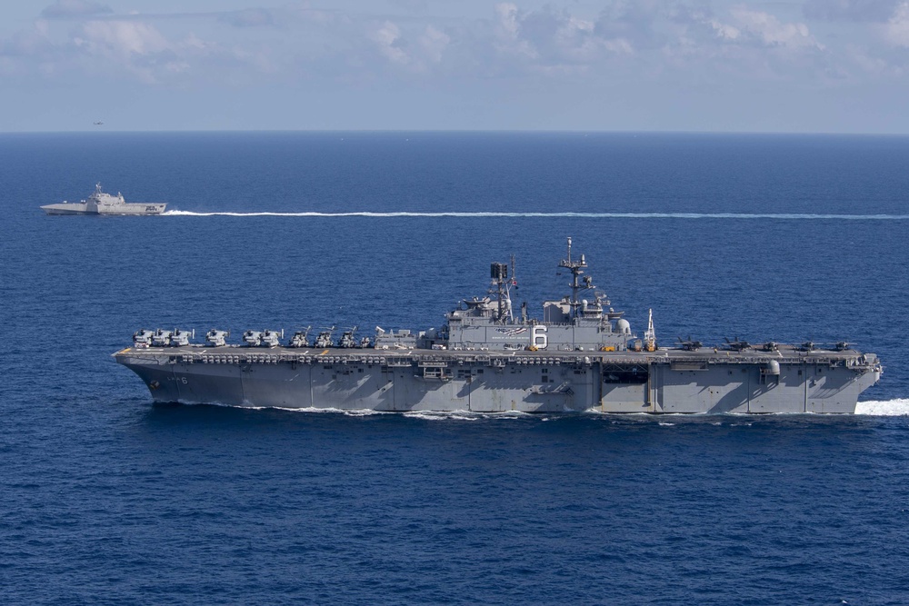 USS America (LHA 6) And USS Gabrielle Giffords Integrate Operations