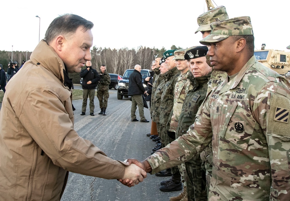President of the Republic of Poland visits Spartan Brigade Soldiers apart of DEFENDEREurope 20