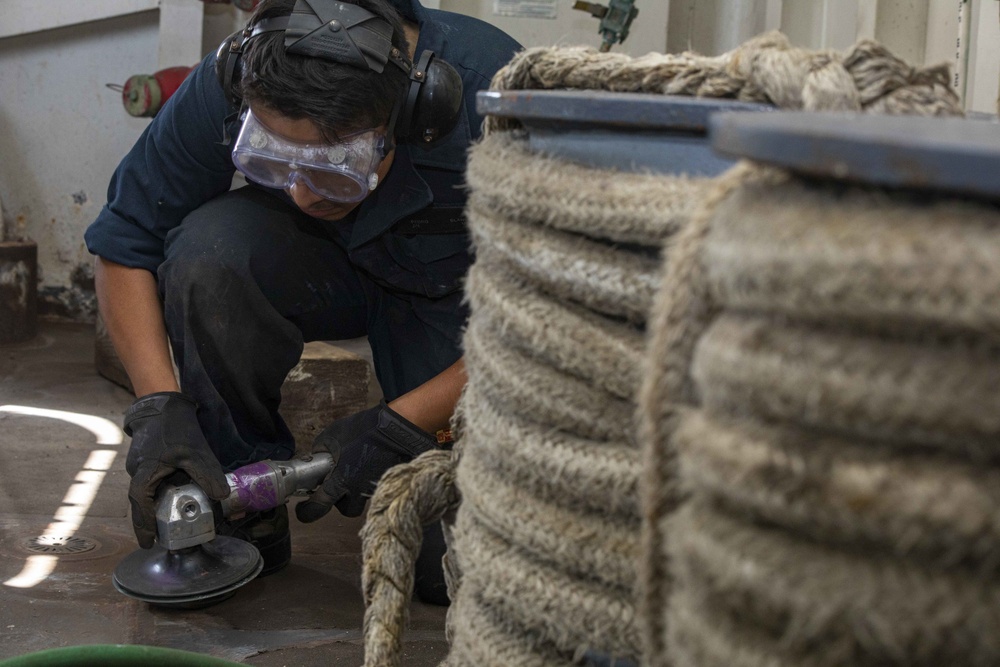 Sailors help to perserve a mooring station